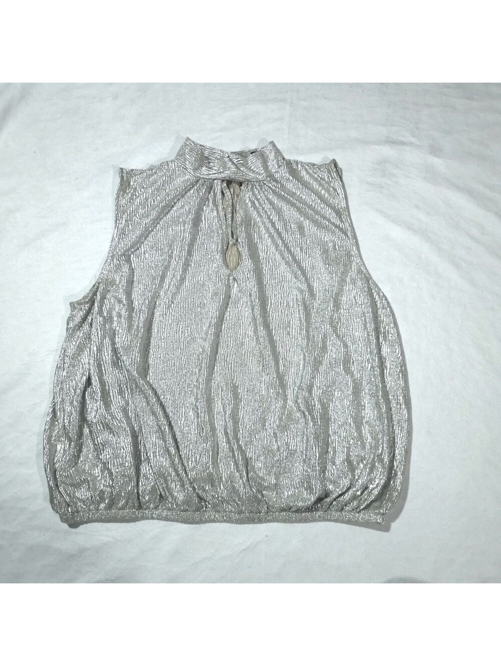 Express Metallic Silver Sleeveless Blouse Size L
